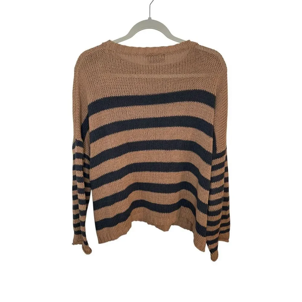 Wooden Ships Taylor Stripe Crew in Tan Size M/L